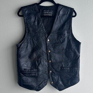 Vintage Navarre Genuine Leather Moto Vest - One Size (small)